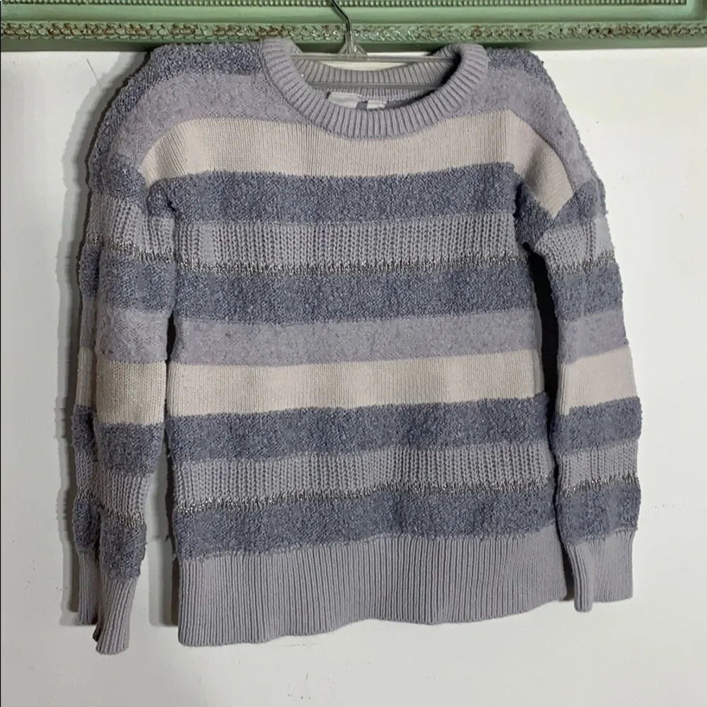 GAP Kids lavender stripe textured cozy pullover sweater small kids